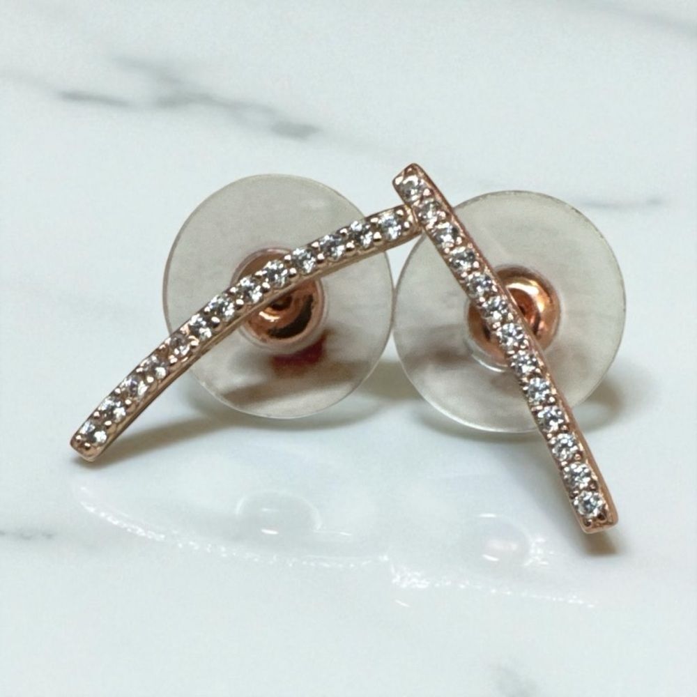 Rose Gold Toned Rhinestone Crawler Earrings - Picture 2 of 5